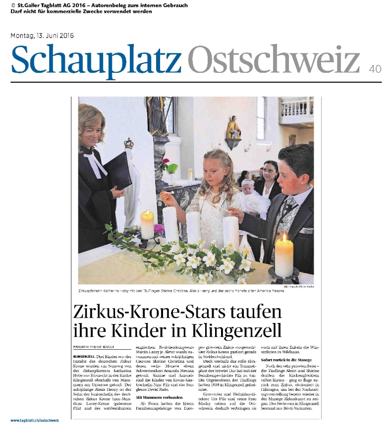 Taufe im Zirkus Krone Taufe Zirkus Krone