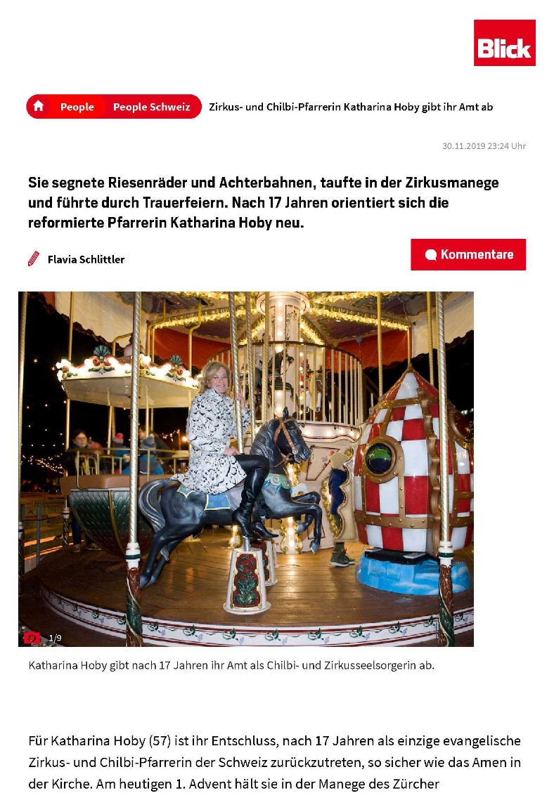 Zirkus- und Chilbi-Pfarrerin Katharina Hoby gibt ihr Amt ab - Blick 1 Zirkus- und Chilbi-Pfarrerin Katharina Hoby gibt ihr Amt ab - Blick 1